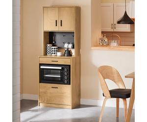 Sobuy Fsb98-N, Storage Cabinet Microwave Sideboard Narrow Kitchen Storage Unit Oak Effect Cupboard,w60Xd40Xh170.3