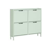 SoBuy FSR100-GR, Narrow Shoe Rack Shoe Cabinet with 4 Flip Drawers Slim Wooden Storage Cupboard for Hallway Entrance Foyer or Understairs Light Green