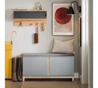 Sobuy Fsr117-Hg, Hallway Storage Bench Shoe Bench Shoe Rack Shoe Cabinet With 2 Doors And Seat Cushion, Grey,w90Xd34Xh46