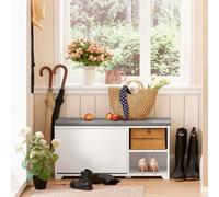Sobuy Fsr119-W, Hallway Shoe Bench Shoe Cabinet With Seat Cushion And Flip-Drawer