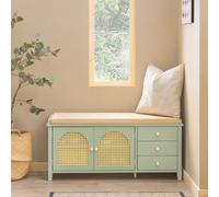 Sobuy Fsr129-Gr, Shoe Storage Bench With Adjustable Shelf Shoe Rack With Seat Cushion & 3 Drawers For Storage,green