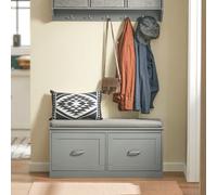 SoBuy Hallway Storage Bench, Shoe Bench Shoe Rack with Seat Cushion - Removable Shelves, Ample Storage for Shoes, Hats, Clothes - Wooden,Grey, 150kg Load Capacity, 98x37x49cm, FSR131-HG