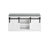 Sobuy Fsr133-K-W,shoe Bench With 2 Doors White 90X35X45Cm Functional