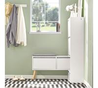 Sobuy Fsr134-W, Shoe Cabinet Shoe Rack Cupboard Organizer With Storage Bench, White