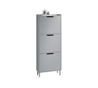 SoBuy FSR151-H-HG, Narrow Shoe Rack with 2 Flip Drawers Slim Wooden Shoe Storage Cupboard for Hallway Entrance Foyer or Understairs Grey W50 x D19 x H