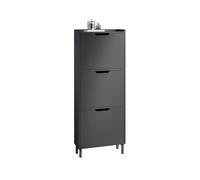 Sobuy Fsr151-H-Sch, Narrow Shoe Rack With 3 Flip Drawers Slim Wooden Shoe Storage Cupboard,black,w50.3Xd19Xh129
