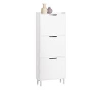 SoBuy FSR151-H-W, 3 Flip-drawers Shoe Cabinet Shoe Rack Shoe Storage Cupboard Organizer Unit, White