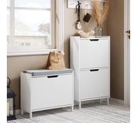 Sobuy Fsr151-K-W, Hallway Shoe Bench Shoe Rack Shoe Cabinet With Seat Cushion And Flip-Drawer
