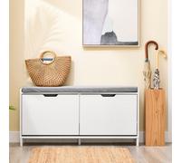 Sobuy Fsr151-L-W,shoe Bench With 2 Doors Functional,120X45X51.5Cm