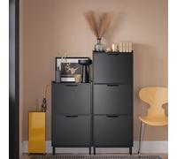 SoBuy 2 Flip-drawers Shoe Cabinet Shoe Rack,H90cm Black,FSR151-SCH