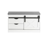 Sobuy Fsr153-W, Hallway Shoe Bench Shoe Rack Shoe Cabinet With A Sliding Door And Seat Cushion,white W80 X D30 X H49Cm