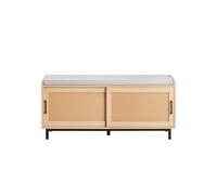 SoBuy FSR154-N Hallway Storage Bench with 2 Sliding Doors, Light Oak