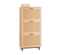 SoBuy FSR155-N, 3 Flip-drawers Shoe Cabinet Shoe Rack Shoe Storage Cupboard Organizer, Natural, W60 x D24 x H127cm