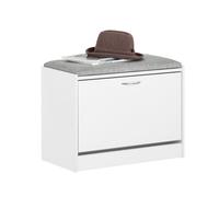 SoBuy FSR16-HG, Shoe Storage Bench Shoe Cabinet - Flip Drawer + Removable Shelves - Cushioned Seat for Entryway or Hallway - Wooden Furniture Unit, Wh