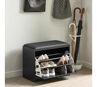Sobuy Fsr16-Sch, Hallway Shoe Bench Shoe Cabinet With Flip-Drawer And Removable Seat Cushion, Black