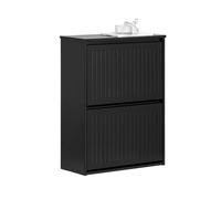 SoBuy FSR165-K-SCH, 2 Flip-drawers Shoe Cabinet Shoe Rack Shoe Storage Cupboard, Black