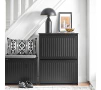 Sobuy Fsr165-K-Sch, 2 Flip-Drawers Shoe Cabinet Shoe Rack Shoe Storage Cupboard, Black,w61Xd26Xh81