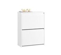 SoBuy FSR165-K-W, 2 Flip-drawers Shoe Cabinet Shoe Rack Shoe Storage Cupboard, White