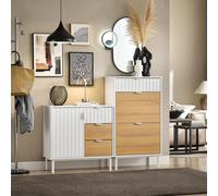 Sobuy Fsr174-Nw, 2 Flip-Drawers 1 Pull Out Drawer Shoe Cabinet Shoe Storage Cupboard