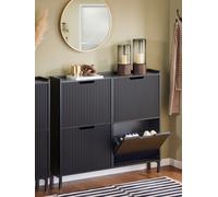 Sobuy Fsr177-L-Sch, Slim Shoe Storage Cupboard Shoe Cabinet Shoe Storage Rack With 4 Flip Drawers Slim Wooden, Black