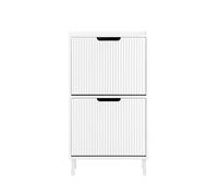 Sobuy Fsr177-W,white Shoe Cabinet Storage Organizer With 2 Flip Drawers