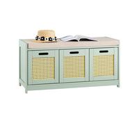 SoBuy FSR182-GR, Hallway Storage Bench Shoe Bench Shoe Rack Shoe Cabinet with Seat Cushion, Green