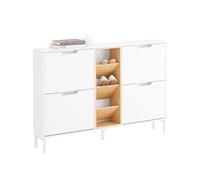 SoBuy Shoe Storage Cabinet, 4 Drawers & 3 Shelves, White & Bamboo