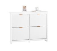 SoBuy FSR186-II-W, Shoe Rack Shoe Storage Cabinet - Slim Narrow 4 Flip Drawers Hallway Storage Unit with Stylish MDF - Easy Assembly with Metal Handle