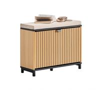 SoBuy FSR201-N, Shoe Storage Bench Shoe Rack Bench with Padded Seat - Flip-Drawer Wooden Hallway Bench for Entryway, 113kg Load, W60xD24xH50cm, Blac