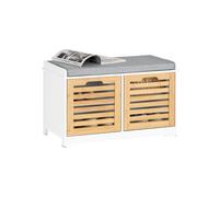 SoBuy FSR23-II-WN, Hallway Storage Bench Shoe Bench Shoe Cabinet with Seat Cushion and 2 Doors, White