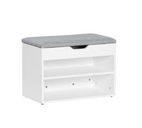 SoBuy Shoe Storage Bench Shoe Rack with Seat - Padded Folding Cushion, Hallway Storage Unit with 2 Tiers, Grey, 60x30x48cm, Max Load 150kg FSR25-HG