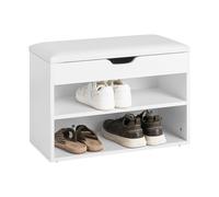 SoBuy® FSR25-W, 2 Tiers Shoe Rack Shoe Cabinet &Folding Padded Seat