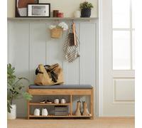 SoBuy® FSR47-N, Bamboo Shoe Rack Shoe Bench with Seat Cushion, Hallway Shoe Storage Bench Organizer with Drawers