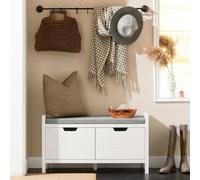 Sobuy Fsr63-Ii-W, Shoe Storage Bench Shoe Rack With Seat Cushion & Double Doors & Hidden Compartment,white