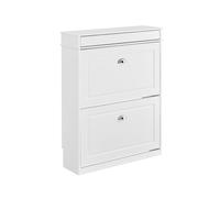 SoBuy FSR78-L-W, Shoe Rack Cabinet with 2 Flip Drawers, Slim Shoe Storage Cabinet Hallway, Entryway, Corridor, Small Spaces, MDF Wooden Cupboard, Whit