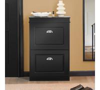Sobuy Fsr78-Sch, Shoe Rack Cabinet Mdf Wooden Cupboard With 2 Flip Drawers Slim Shoe Storage Unit,black,w53.5Xd24Xh82.5