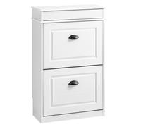 SoBuy FSR78-WG, Shoe Rack Cabinet with 2 Flip Drawers, Slim Shoe Storage Cabinet Hallway, Entryway, Corridor, Small Spaces, MDF Wooden Cupboard, White