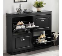 SoBuy 4 Drawers Shoe Cabinet Organiser - Black