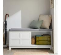 Sobuy Fsr86-W, Shoe Bench Shoe Cabinet With 2 Sliding Doors And Seat Cushion, White