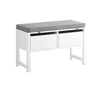 SoBuy FSR88-W, Hallway Bench Bedroom Bench Shoe Bench Shoe Rack with Seat Cushion and 2 Drawers, Stool with Storage Space