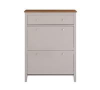 Sobuy Slim Shoe Cabinet With Drawer And 2 Flip-Doors, Holds 12 Pairs, Light Brown