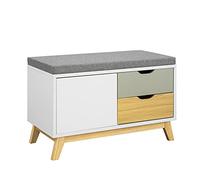 SoBuy FSR92-W, Hallway Shoe Bench Shoe Cabinet Shoe Rack with 1 Cabinet and 2 Drawers, W80 x D38 x H51cm