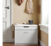 Sobuy Fsr95-W, Shoe Rack Shoe Bench Shoe Cabinet With Folding Padded Seat & Flip-Drawer,white,w60Xd30Xh49