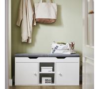 Clearance SoBuy Shoe Rack Shoe Bench with 2 Folding Padded Seats,FSR96-W,UK