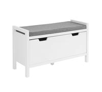 SoBuy Hallway Storage Bench Shoe Rack Shoe Cabinet with Seat Cushion and a Door for Hallway, Entryway, Corridor,Living Room,White,FSR97-W 91x30x50cm