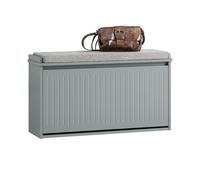 SoBuy FSR98-L-HG, Hallway Shoe Bench Shoe Rack Shoe Cabinet with Seat Cushion and Flip-drawer, Grey
