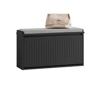 SoBuy FSR98-L-SCH, Shoe Storage Bench with Cushion - Shoe Rack & Cabinet with Flip Drawers, Modern Design, Space-Saving, 155kg Load Capacity, Ideal fo