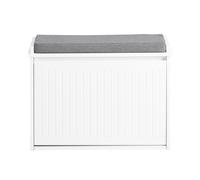 SoBuy FSR98-W Hallway Shoe Bench with Cushioned Seat - 2-Tier Flip-Down Shoe Storage, White Lacquer MDF/Particle Board
