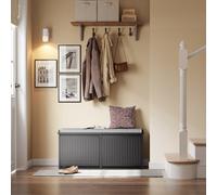 Sobuy Fsr98-Xl-Sch, Shoe Storage Bench With Cushion - Shoe Rack & Cabinet With Flip Drawers, Modern Design,black,w100Xd26Xh46