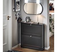 Sobuy Fsr99-Sch, 2 Flip-Drawers Shoe Cabinet Shoe Rack Shoe Storage Cupboard Organizer Unit, Black,w76Xd18Xh78